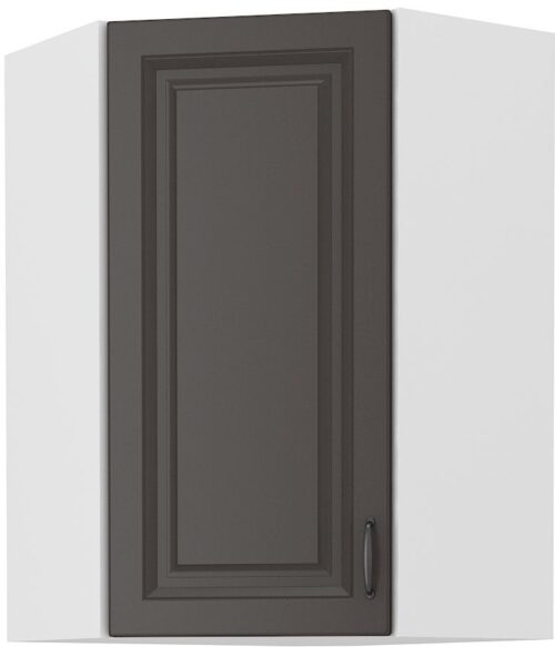 Viršutinė kampinė spintelė 60 cm Stillo balta/grafito spalvos 60×60 GN-90 45 laipsnių 1F