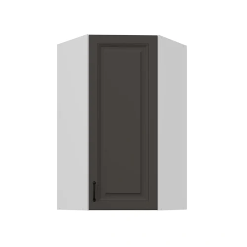 Viršutinė kampinė spintelė 60 cm Stillo balta/grafito spalvos 60×60 GN-108 45 laipsnių 1F