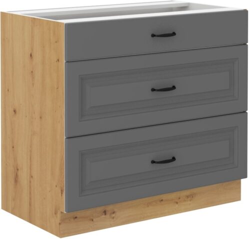 Apatinė spintelė 80 cm su stalčiais Stillo meniška/dulkių pilka 80 D 3S BB