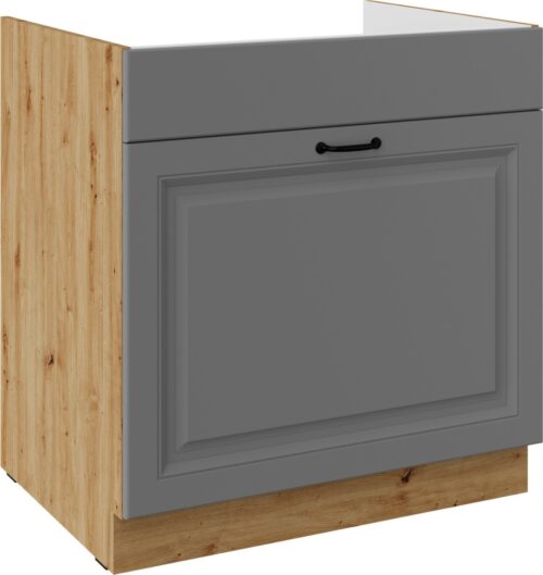 Apatinė spintelė 80 cm, kriauklė, stalčius, Stillo artisan/dulkių pilka, 80 ZL, 1S, BB, PREMIUM BOX