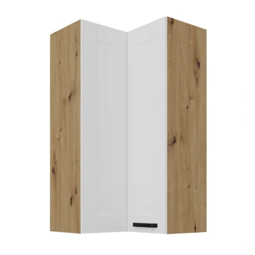 Viršutinė kampinė spintelė 60 cm Luna balta/artisan 60×60 GN-108 2F 90 laipsnių