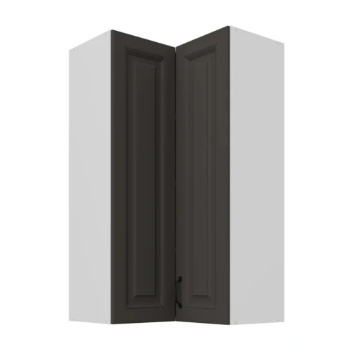 Viršutinė kampinė spintelė 60 cm Stillo balta/grafito spalvos 60×60 GN-108 2F 90 laipsnių