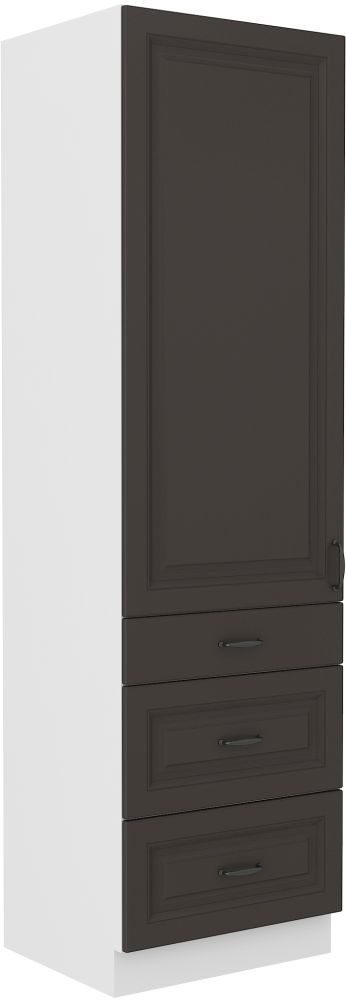 Stillo 60 cm koloninė sandėliuko spintelė su stalčiais, balta/grafito spalvos, DKS-210 3S 1F