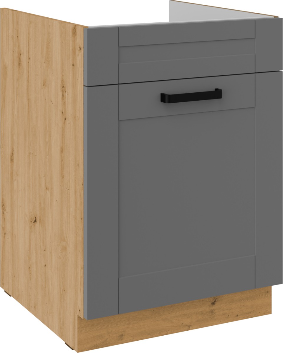 Apatinė spintelė 60 cm, kriauklės stalčius, Luna, artisan/dustgrey, 60 ZL 1S BB PREMIUM BOX