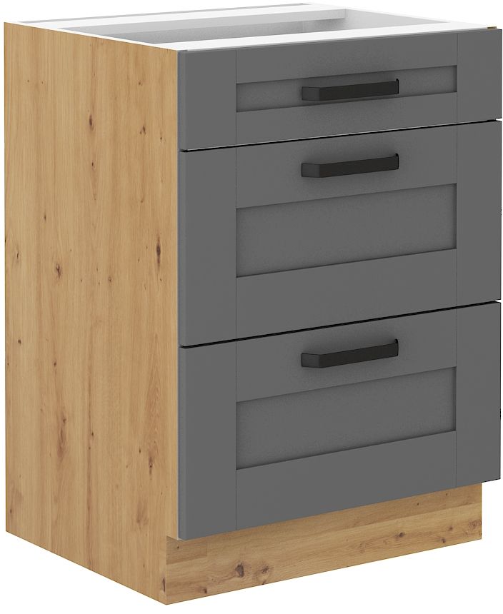 Luna artisan/dustgrey 60 D 3S BB apatinė spintelė su 60 cm stalčiais