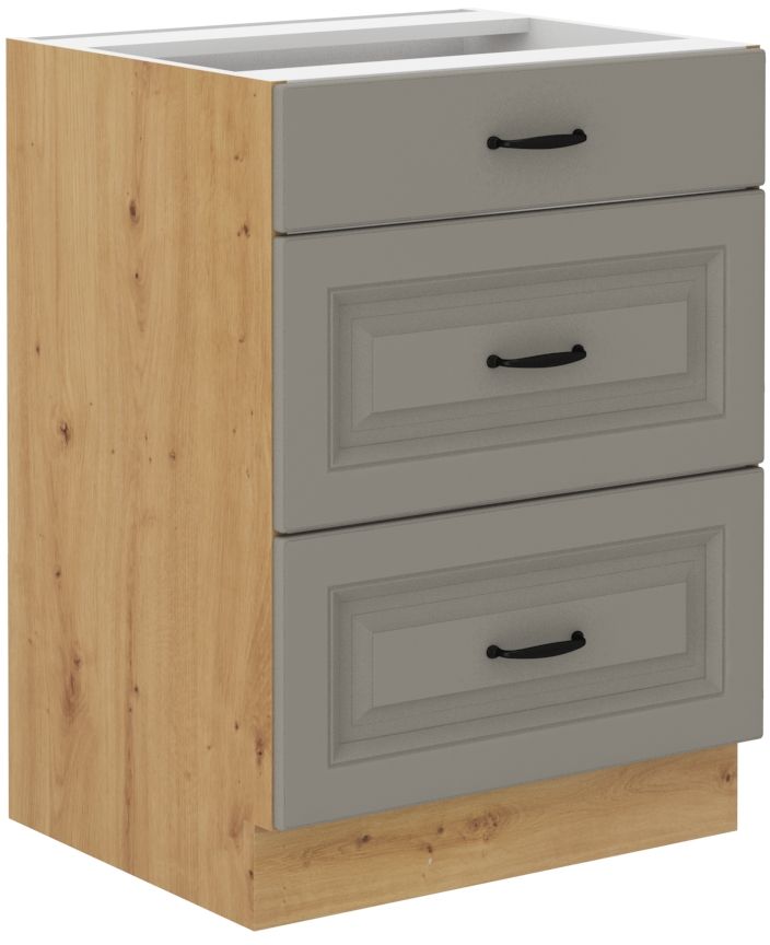 Apatinė spintelė 60 cm su stalčiais Stillo artisan/molio pilkumo 60 D 3S BB