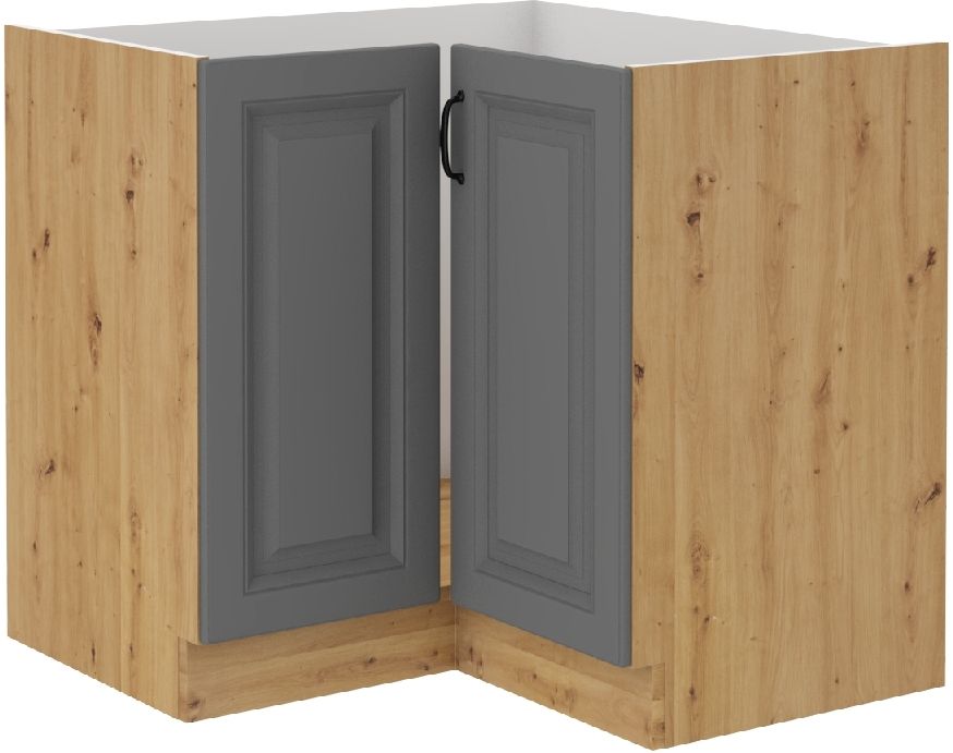 Apatinė kampinė spintelė 90/90 cm Stillo meniškos spalvos/dulkės pilkos spalvos 90x90 ND 2F BB