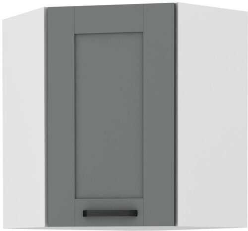 Viršutinė kampinė spintelė 60 cm Luna balta/dulkės pilka 60×60 GN-72 45 laipsnių 1F