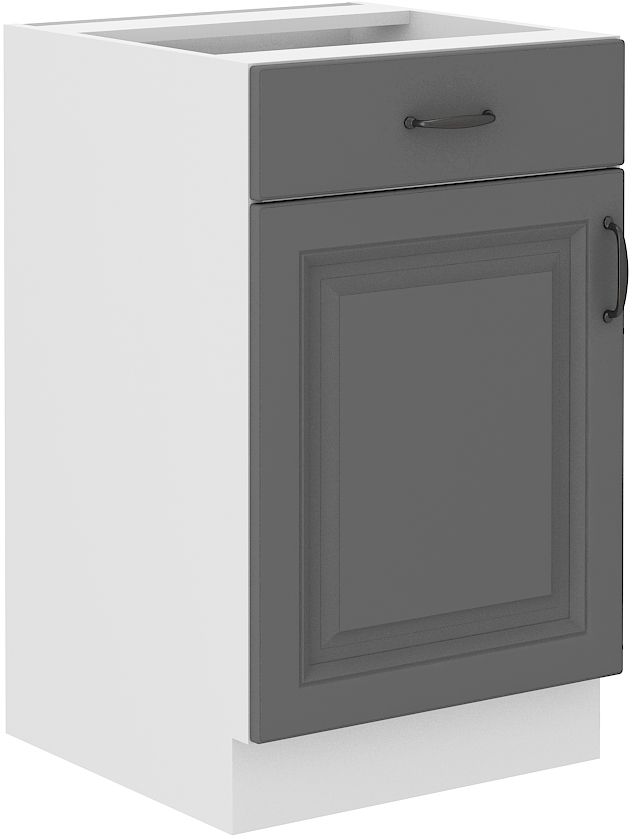 Apatinė spintelė 50 cm su stalčiumi Stillo balta/dulkių pilka 50 D 1F 1S