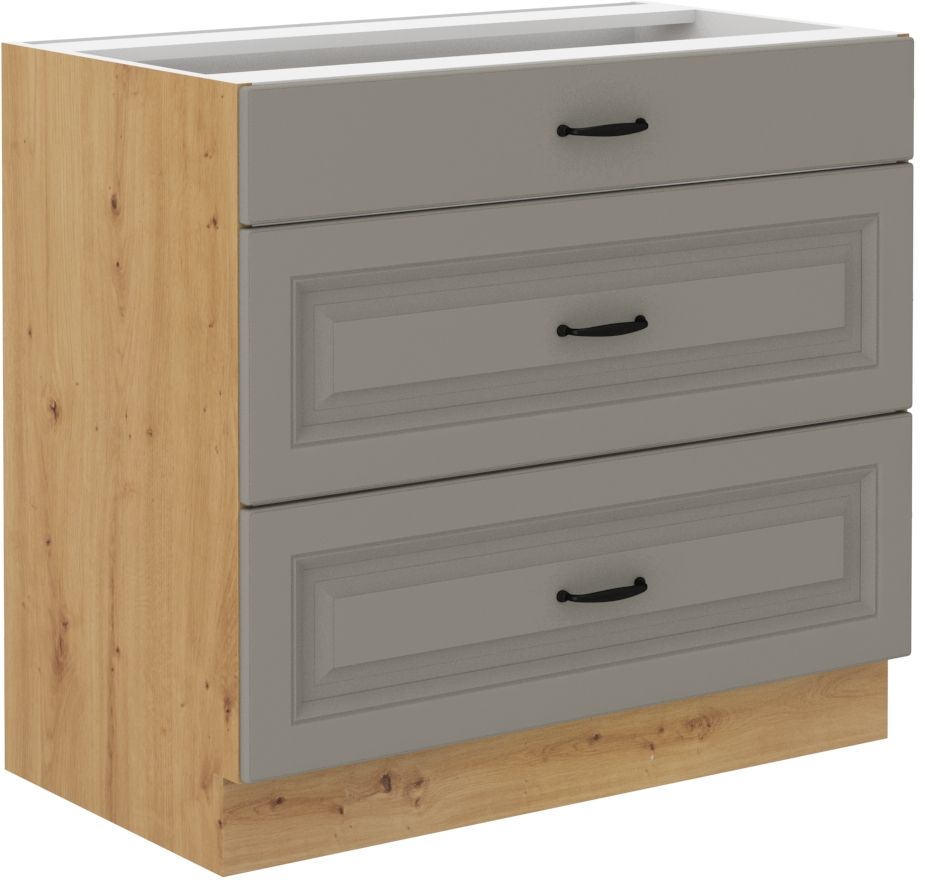 Apatinė spintelė 80 cm su stalčiais Stillo artisan/molio pilkumo 80 D 3S BB