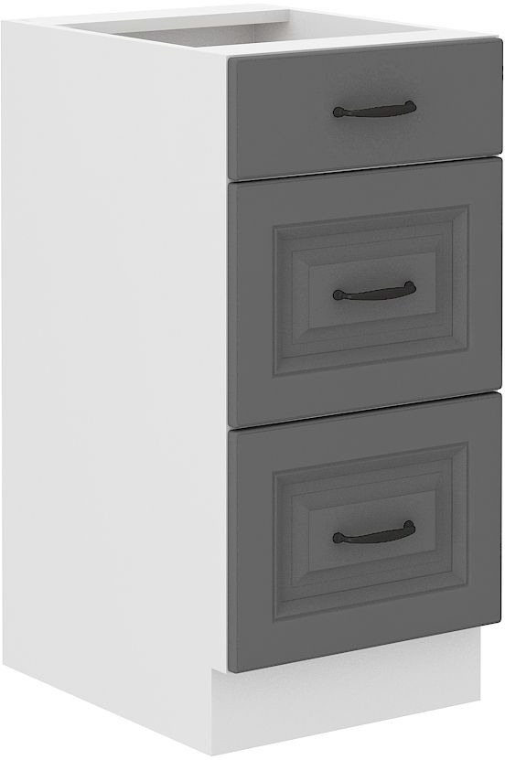 Apatinė spintelė 40 cm su stalčiais Stillo balta/dulkės pilka 40 D 3S BB