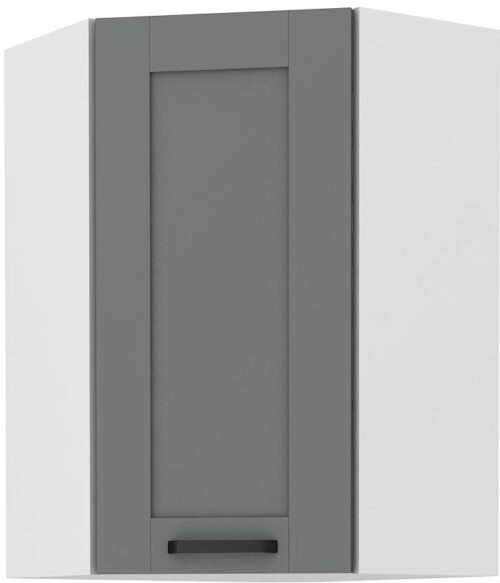 Viršutinė kampinė spintelė 60 cm Luna balta/dulkės pilka 60×60 GN-90 45 laipsnių 1F