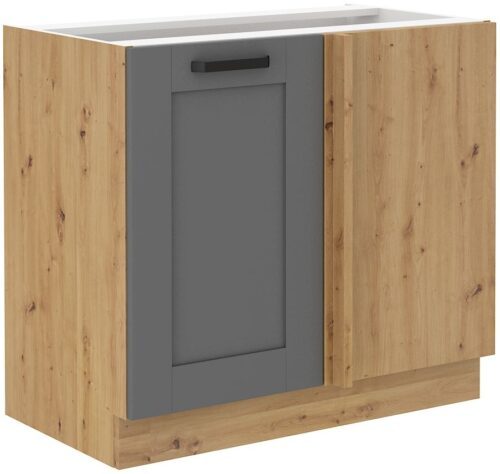 Apatinė kampinė spintelė 105/60 cm Luna artisan/dulkių pilka 105 ND 1F BB