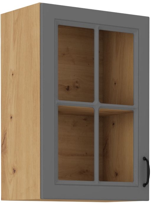 Viršutinė spintelė 40 cm vitrina Stillo meniška/dulkių pilka 40 GS-72 1F