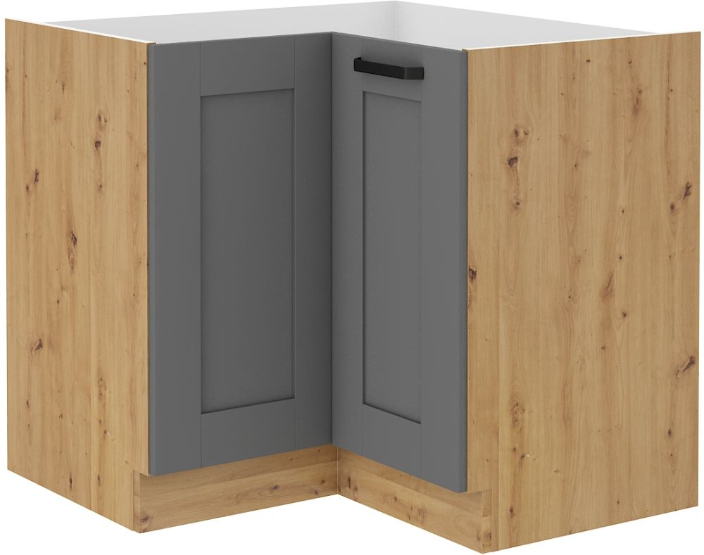 Apatinė kampinė spintelė 90/90 cm Luna artisan/dulkių pilka 90x90 ND 2F BB