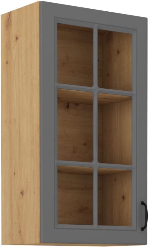 Viršutinė spintelė 40 cm vitrina Stillo artisan/dulkių pilka 40 GS-90 1F