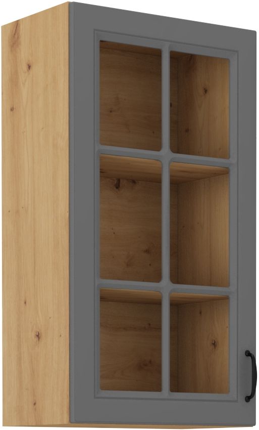 Viršutinė spintelė 40 cm vitrina Stillo artisan/dulkių pilka 40 GS-90 1F