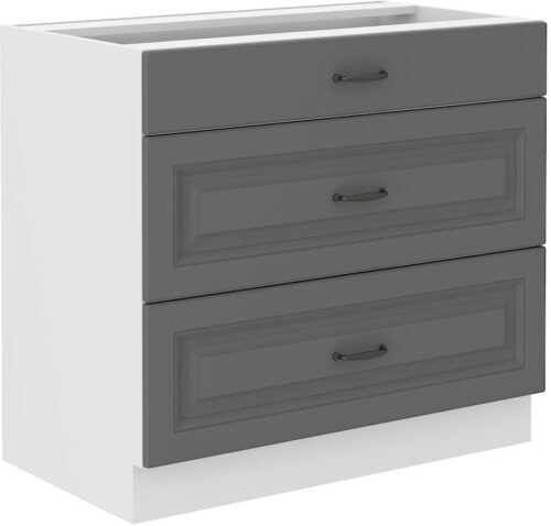 Apatinė spintelė 80 cm su stalčiais Stillo balta/dulkės pilka 80 D 3S BB