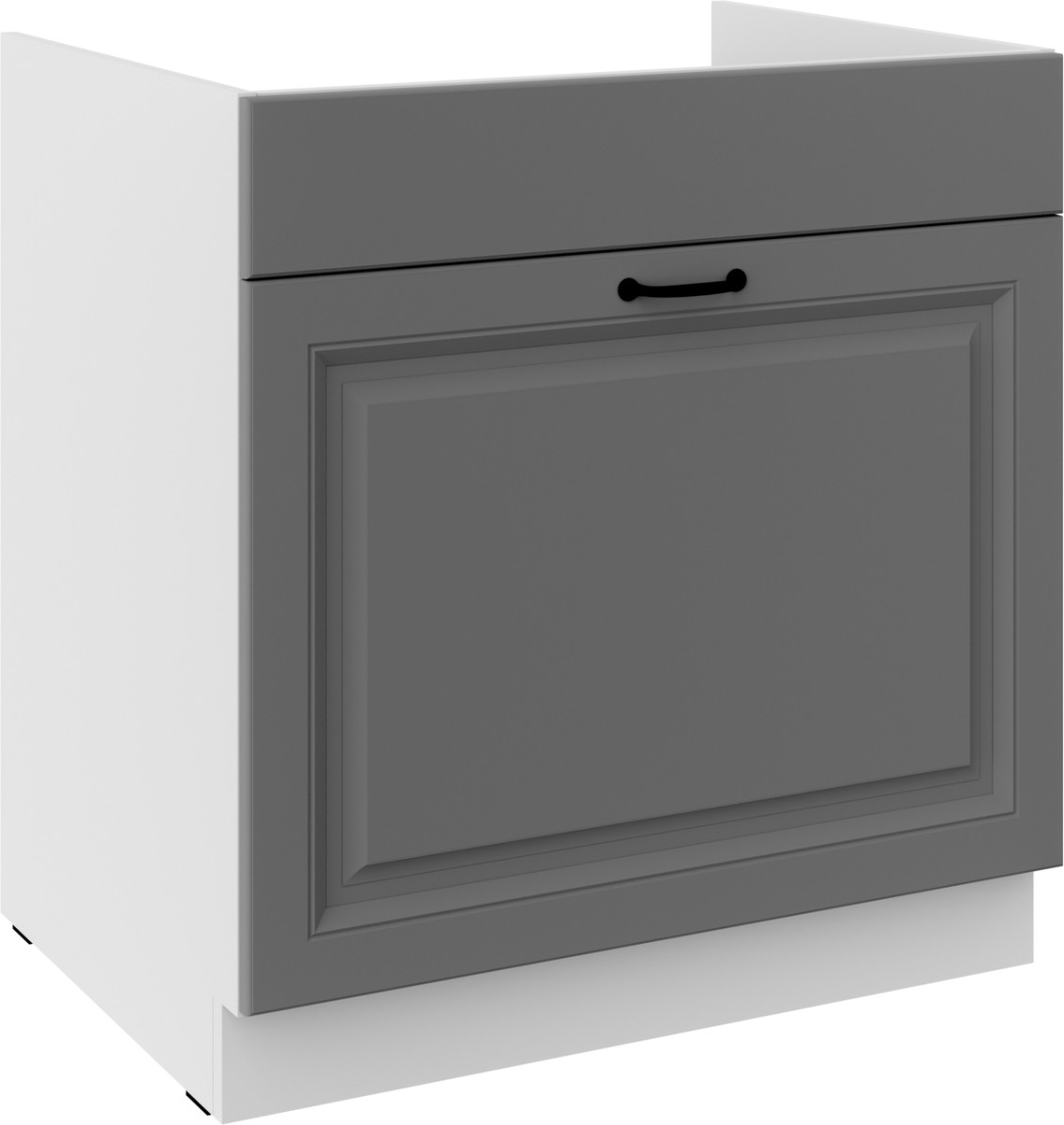 Apatinė spintelė 80 cm, kriauklė, stalčius, Stillo, balta/dulkės pilka, 80 ZL, 1S, BB, PREMIUM BOX