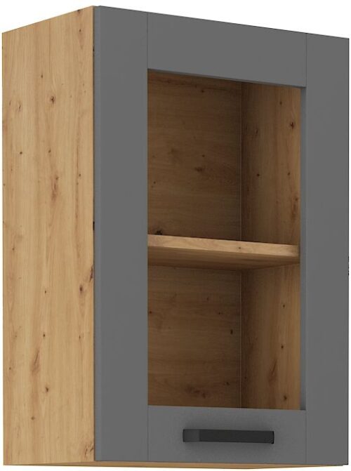 Viršutinė spintelė 40 cm vitrina Luna artisan/dulkių pilka 40 GS-72 1F