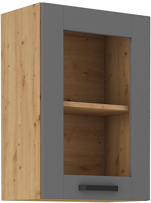 Viršutinė spintelė 40 cm vitrina Luna artisan/dulkių pilka 40 GS-72 1F