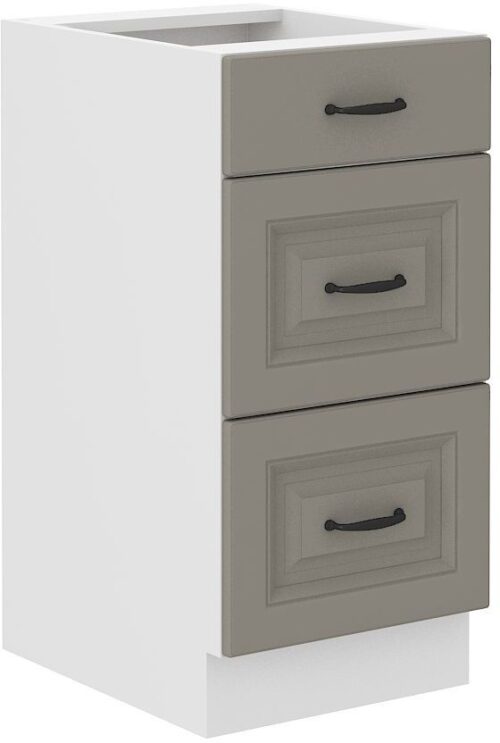 Apatinė spintelė 40 cm su stalčiais Stillo balta/molio pilka 40 D 3S BB