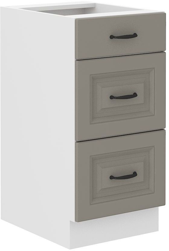 Apatinė spintelė 40 cm su stalčiais Stillo balta/molio pilka 40 D 3S BB