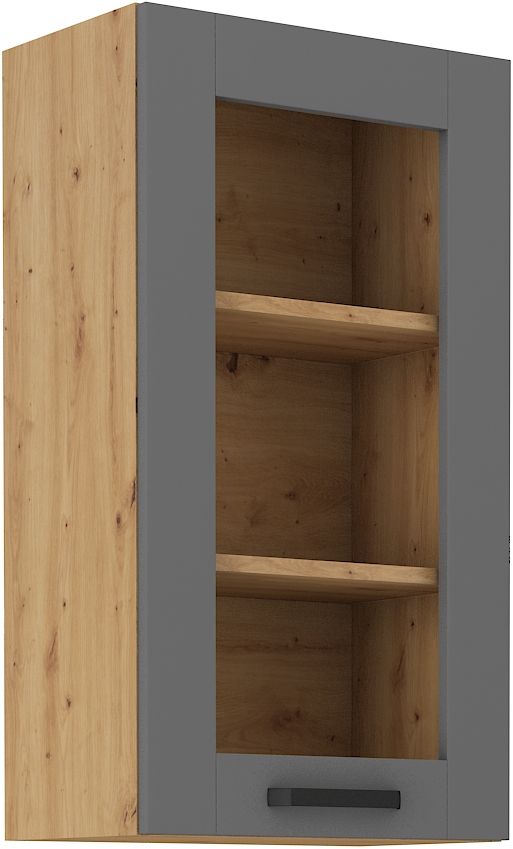Viršutinė spintelė 40 cm vitrina Luna artisan/dulkių pilka 40 GS-90 1F
