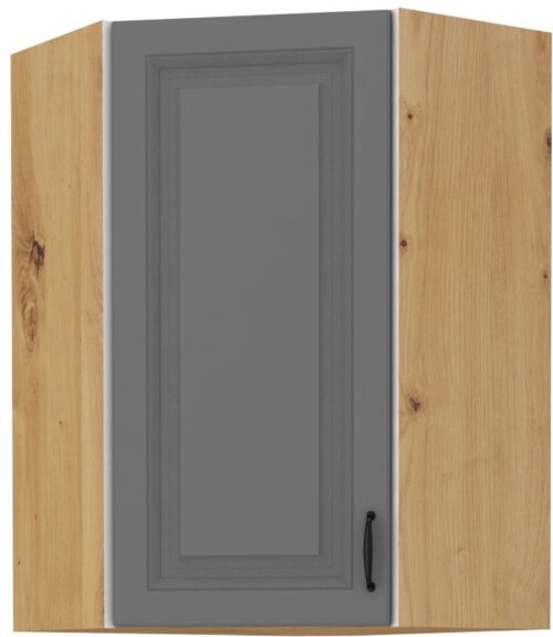 Viršutinė kampinė spintelė 60 cm Stillo artisan/dulkių pilka 60×60 GN-90 (45 laipsnių) 1F