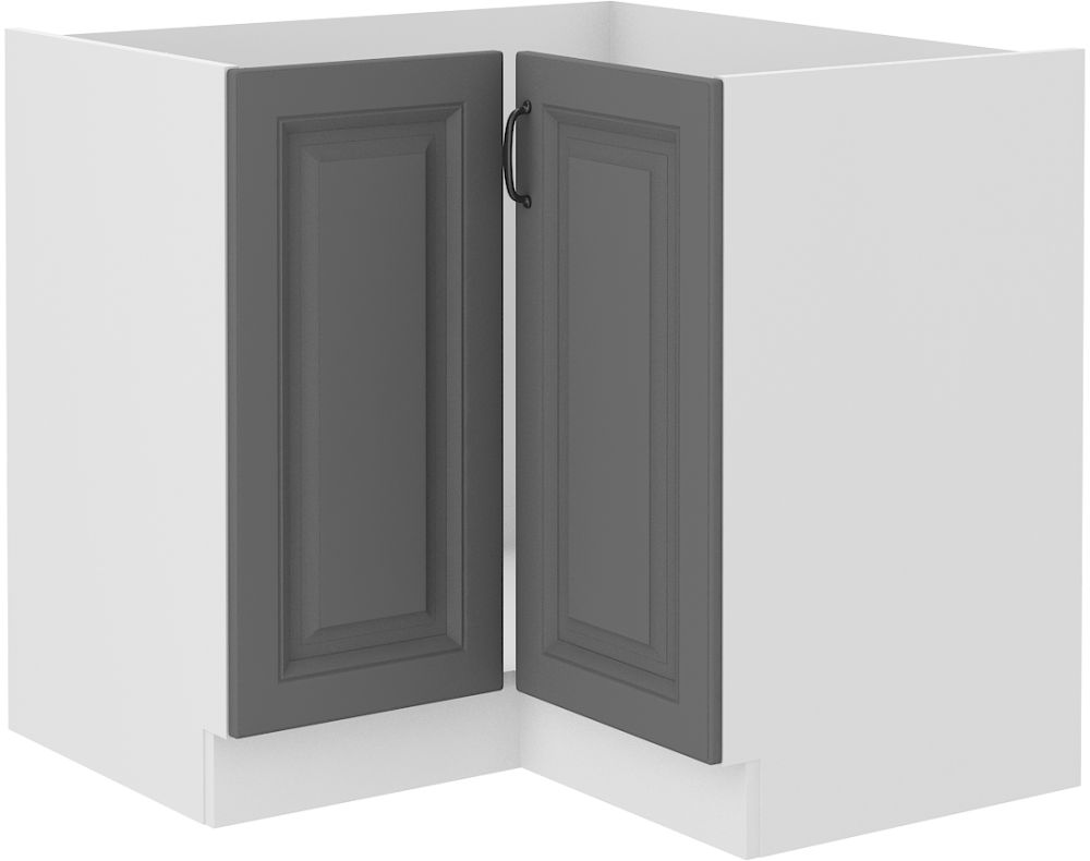 Apatinė kampinė spintelė 90/90 cm Stillo balta/dulkės pilka 90x90 ND 2F BB