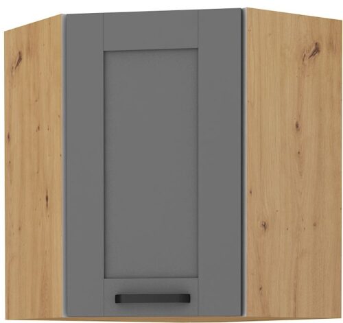 Viršutinė kampinė spintelė 60 cm Luna artisan/dulkių pilka 60×60 GN-72 (45 laipsnių) 1F