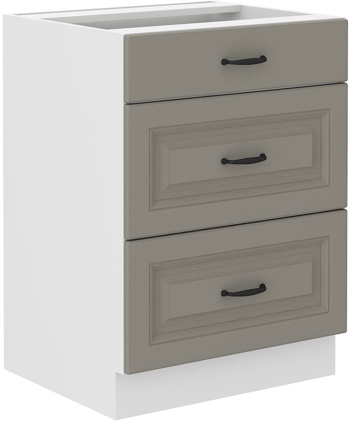 Apatinė spintelė 60 cm su stalčiais Stillo balta/molio pilka 60 D 3S BB