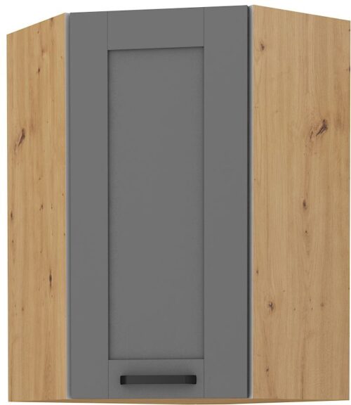 Viršutinė kampinė spintelė 60 cm Luna artisan/dulkių pilka 60×60 GN-90 (45 laipsnių) 1F