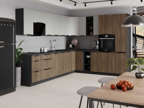 Kampinis virtuvės komplektas, kampinė virtuvė Monza – Arona 315/250 cm