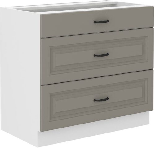 Apatinė spintelė 80 cm su stalčiais Stillo balta/molio pilka 80 D 3S BB