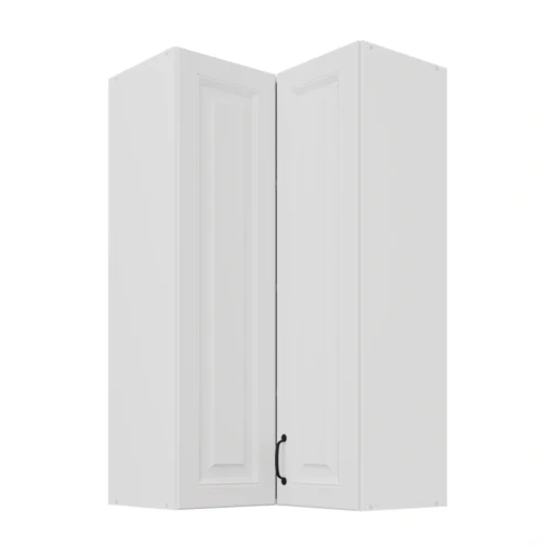 Viršutinė kampinė spintelė 60 cm Stillo balta/balta 60×60 GN-108 2F 90 laipsnių