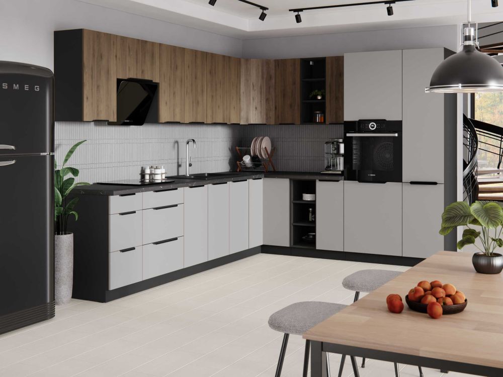 Kampinis virtuvės komplektas, kampinė virtuvė Arona - Monza 315/250 cm