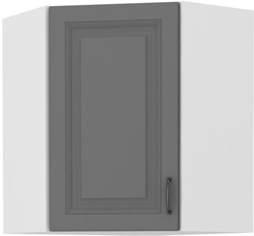 Viršutinė kampinė spintelė 60 cm Stillo balta/dulkės pilka 60×60 GN-72 45 laipsnių 1F