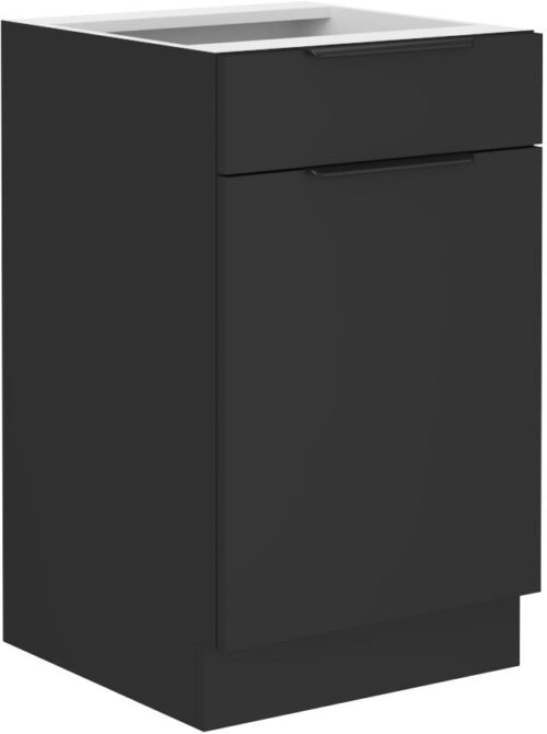 Apatinė spintelė 50 cm su stalčiumi Siena juoda matinė 50 D 1F 1S BB