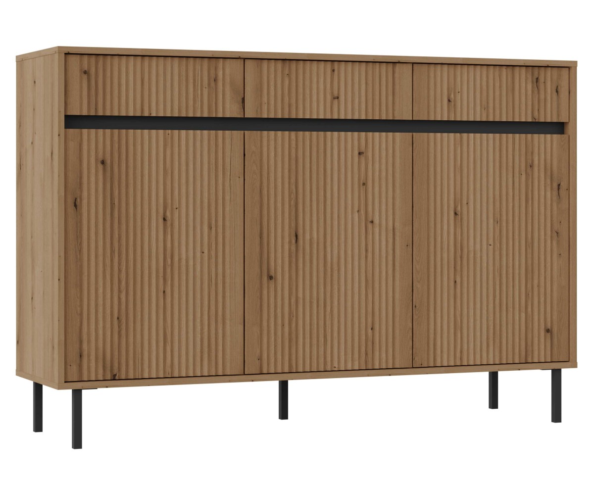 Komoda su spintelėmis ir stalčiais Osaka 3F3S ąžuolo spalvos