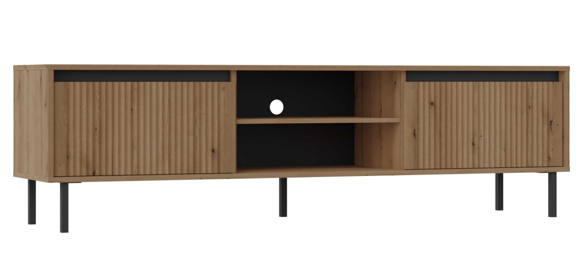 TV spintelė su stalčiais ir nišomis Osaka 2S, ąžuolo spalvos