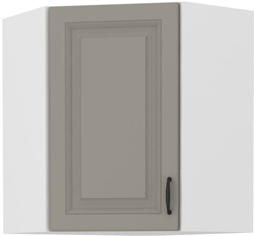 Viršutinė kampinė spintelė 60 cm Stillo balta/molio pilka 60×60 GN-72 45 laipsnių 1F
