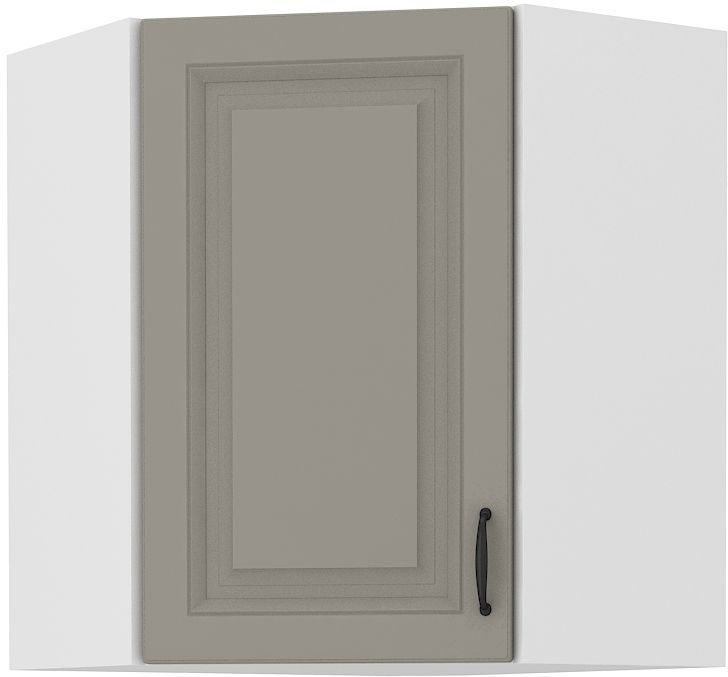Viršutinė kampinė spintelė 60 cm Stillo balta/molio pilka 60x60 GN-72 45 laipsnių 1F