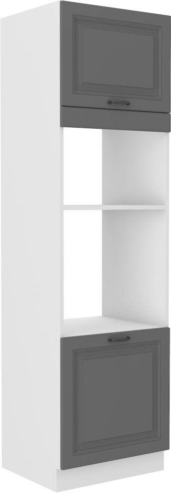 Stillo 60 cm koloninė spintelė su orkaite ir mikrobangų krosnele, balta/dulkių pilka, 60 DPM-210 2F