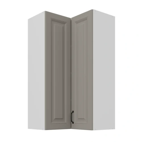 Viršutinė kampinė spintelė 60 cm Stillo balta/molio pilka 60×60 GN- 108 2F 90 laipsnių
