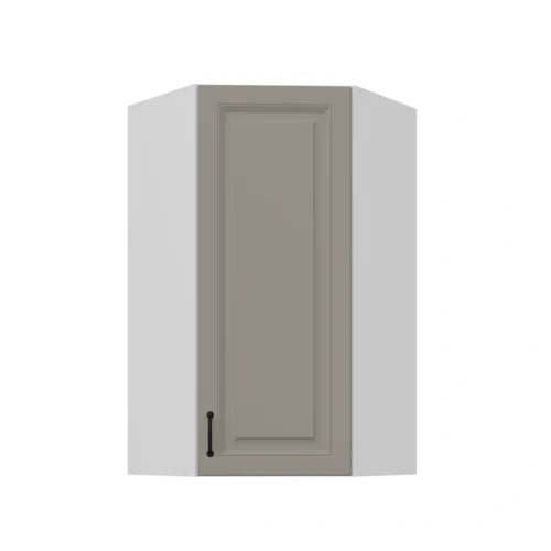 Viršutinė kampinė spintelė 60 cm Stillo balta/molio pilka 60×60 GN-108 45 laipsnių 1F