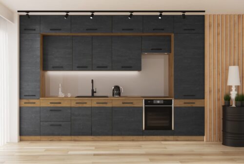Virtuvės baldų komplektas, 360 cm Vigo Dark virtuvė