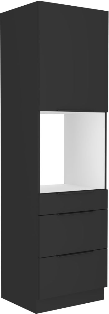 Stulpinė spintelė 60 cm orkaitė su stalčiais Siena juoda matinė 60 DPS-210 3S 1F