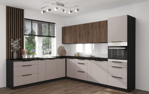 Arona + Monza virtuvės komplektas, kampinė virtuvė 265×300 cm