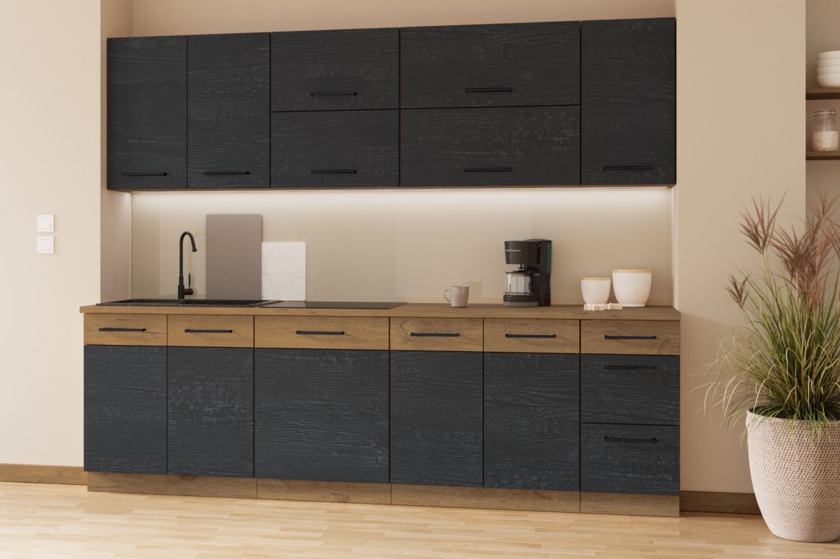 Virtuvės baldų komplektas, 260 cm Vigo Dark virtuvė